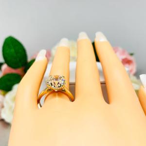 Old European Cut CZ Engagement Ring Size 8.25 – 10mm, 10k Yellow Gold