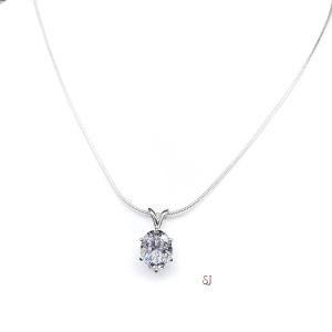 Oval-Cut CZ Pendant or Necklace • 8x6mm—10x8mm, Sterling Silver, 6-Prong