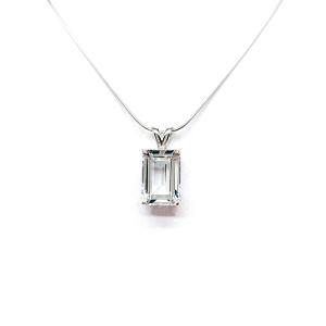 Emerald-Cut White Topaz Pendant or Necklace • 8x6mm—14x10mm, Sterling Silver