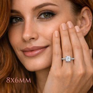 Radiant-Cut CZ Engagement Ring or Bridal Set • 8x6mm—14x10mm, Sterling Silver