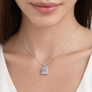 Emerald-Cut CZ Pendant or Necklace • 7x5mm—14x10mm, Sterling Silver