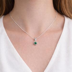 Round-Cut Birthstone Rose Pendant or Necklace • 4mm, Sterling Silver