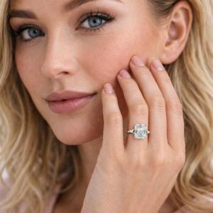 Radiant-Cut CZ Engagement Ring • 9x7mm—14x10mm, Sterling Silver, High Profile