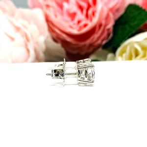 Old European Cut CZ Stud Earrings • 6.5mm—7.5mm, Near Colorless, Sterling Silver, 10k Gold