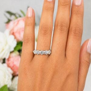 Round-Cut Moissanite 5-Stone Ring • 4mm, Sterling Silver