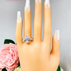 Pear-Cut CZ 3-stone Engagement Ring • 10x7mm—15x10mm, Sterling Silver