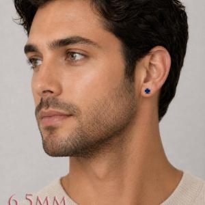 Round-Cut Lab Blue Sapphire Stud Earrings • 5mm–8mm, Sterling Silver