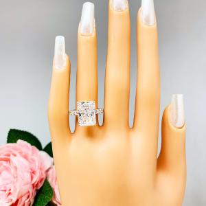 Radiant-Cut CZ Engagement Ring or Bridal Set • 8x6mm—14x10mm, Sterling Silver