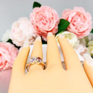 Pear & Oval-Cut CZ Toi Et Moi Ring • Morganite Pink, Sterling Silver