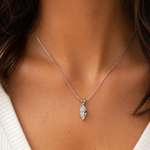 Marquise-Cut CZ Pendant or Necklace • 10x5mm, 12x6mm, Sterling Silver
