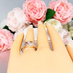 Pear & Radiant-Cut CZ Toi Et Moi Ring • Morganite Pink, Sterling Silver