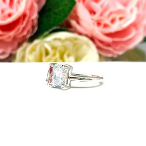 Pear & Radiant-Cut CZ Toi Et Moi Ring • Morganite Pink, Sterling Silver