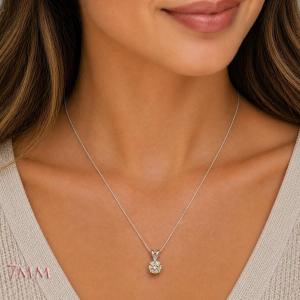 Round-Cut CZ Pendant Necklace • 5mm—13mm, Near Colorless, Sterling Silver