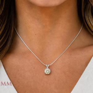 Round-Cut CZ Pendant Necklace • 5mm—13mm, Near Colorless, Sterling Silver
