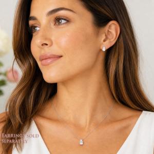 Pear-Cut CZ Slider Pendant or Necklace • 10x7mm—15x10mm, Sterling Silver