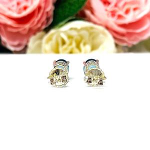 Oval-Cut Teal Blue Lab Gemstone Stud Earrings • 8x6mm, 9x7mm, Sterling Silver