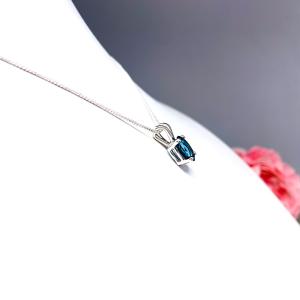 Oval-Cut Teal Blue Lab Gemstone Pendant or Necklace • 8x6mm—10x8mm, Sterling Silver