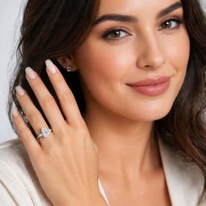 Pear-Cut CZ 3-stone Engagement Ring • 10x7mm—15x10mm, Sterling Silver