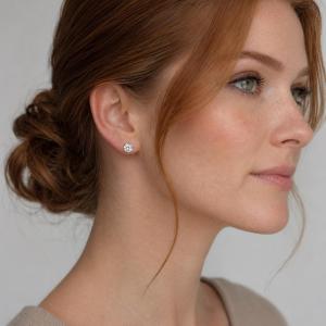 Round-Cut CZ Stud Earrings • 5mm—8mm, Sterling Silver