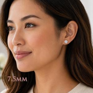 Round-Cut CZ Stud Earrings • 5mm—8mm, Sterling Silver
