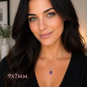 Oval-Cut Amethyst Pendant or Necklace • 7x5mm—10x8mm, Sterling Silver