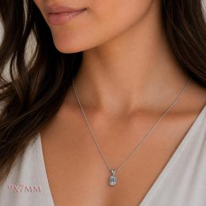 Emerald-Cut CZ Pendant or Necklace • Asscher-Style Faceting, 8x6mm, 9x7mm, Sterling Silver