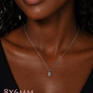 Oval-Cut CZ Pendant or Necklace • 8x6mm—14x10mm, Sterling Silver