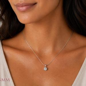 Round-Cut CZ 3-Prong Pendant or Necklace • 5mm—10mm, Sterling Silver