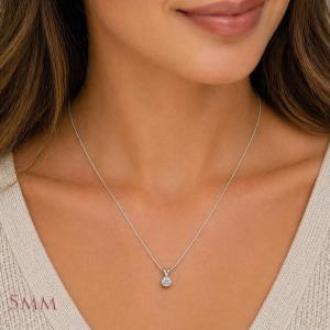 Round-Cut CZ Pendant or Necklace • 5mm—13mm, Sterling Silver