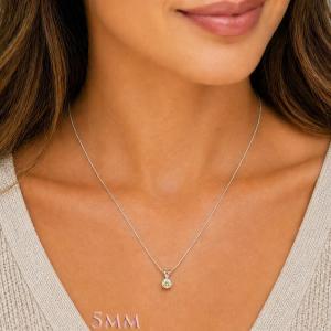 Round-Cut CZ Pendant Necklace • 5mm—13mm, Near Colorless, Sterling Silver