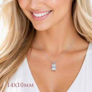 Radiant-Cut CZ Pendant • 14x10mm, Sterling Silver