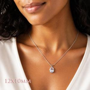 Oval-Cut Lab White Sapphire Pendant or Necklace • 8x6mm—14x10mm, Sterling silver