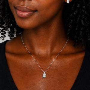 Emerald-Cut White Topaz Pendant or Necklace • 8x6mm—14x10mm, Sterling Silver