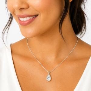 Pear-Cut CZ Pendant or Necklace • 10x7mm—15x10mm, Sterling Silver