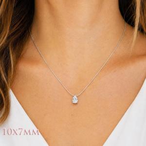 Pear-Cut CZ Slider Pendant or Necklace • 10x7mm—15x10mm, Sterling Silver