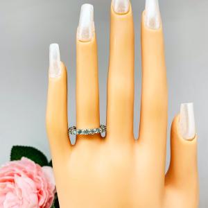 Round-Cut Sea Foam Green Moissanite Eternity Band • 3mm, Sterling Silver, Size 6