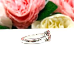 Oval-Cut Pink Peach Lab Padparadscha Sapphire Ring • 8x6mm, Sterling Silver, Size 5.5