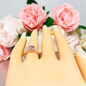 Oval-Cut Pink Peach Lab Padparadscha Sapphire Ring • 8x6mm, Sterling Silver, Size 5.5