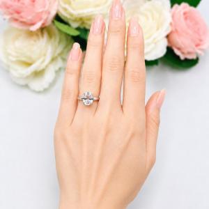 Oval-Cut Lab White Sapphire Engagement Ring • 8x6mm—12x10mm, Sterling Silver
