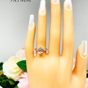 Oval-Cut Lab White Sapphire Engagement Ring • 8x6mm—10x8mm, Sterling Silver, 6-Prong