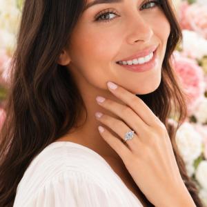 Asscher & Trillion-Cut CZ Engagement Ring • 8mm—10mm, Sterling Silver