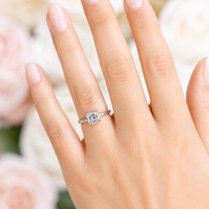 Asscher-Cut CZ Engagement Ring • 5mm—8mm, High Profile, Sterling Silver