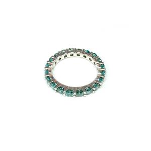 Round-Cut Sea Foam Green Moissanite Eternity Band • 3mm, Sterling Silver, Size 6