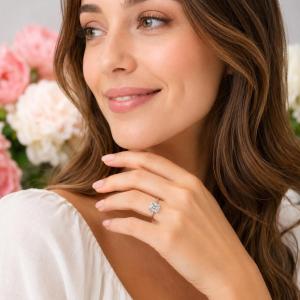 Emerald-cut CZ Engagement Ring • 8x6mm—10x8mm, Sterling Silver