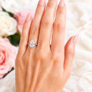 Pear-Cut CZ Engagement Ring • 9x6mm—13x9mm, Sterling Silver