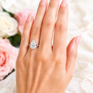 Pear-Cut CZ Engagement Ring • 9x6mm—13x9mm, Sterling Silver