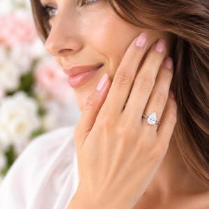 Pear-Cut CZ Engagement Ring • 9x6mm—13x9mm, Sterling Silver
