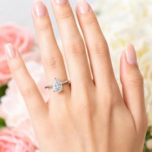 Pear-Cut CZ Engagement Ring • 8x5mm—12x8mm, Sterling Silver