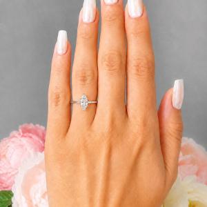 Marquise-Cut CZ Engagement Ring • 10x5mm—14x7mm, Sterling Silver