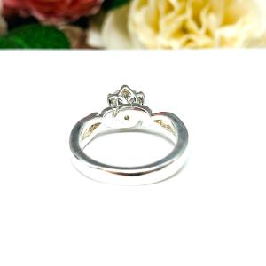 Round-Cut Moissanite Engagement Ring • 6.5mm—8mm, Sterling Silver, Leaf Design